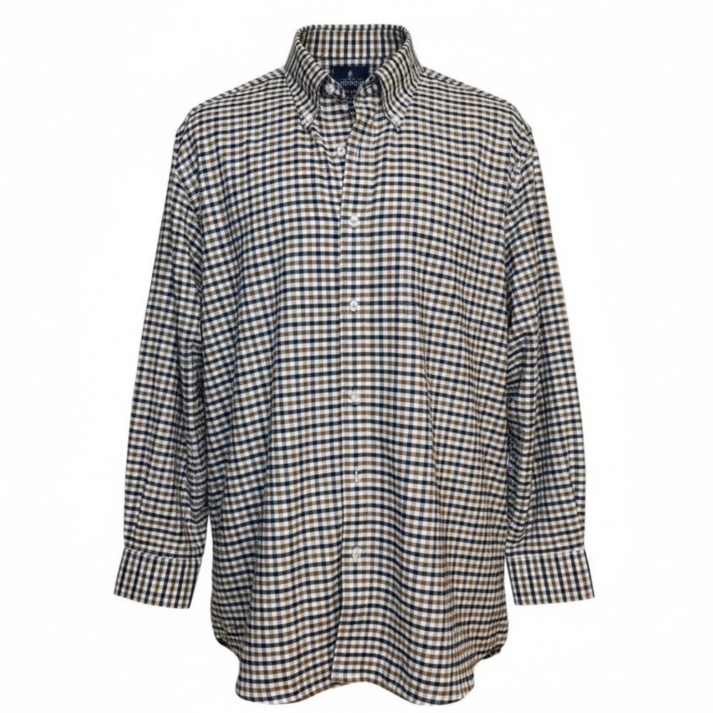 Stafford Tailored Culture Plaid Dress Shirt Men 17 32-33 Wrinkle Free Casualwear